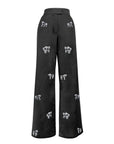 Fanm Mon Cassi Pant in black with white horse embroidery and a high-rise wide-leg silhouette