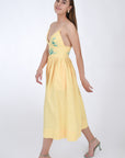 Fanm Mon Emile Embroidered Linen Dress, Side View. 