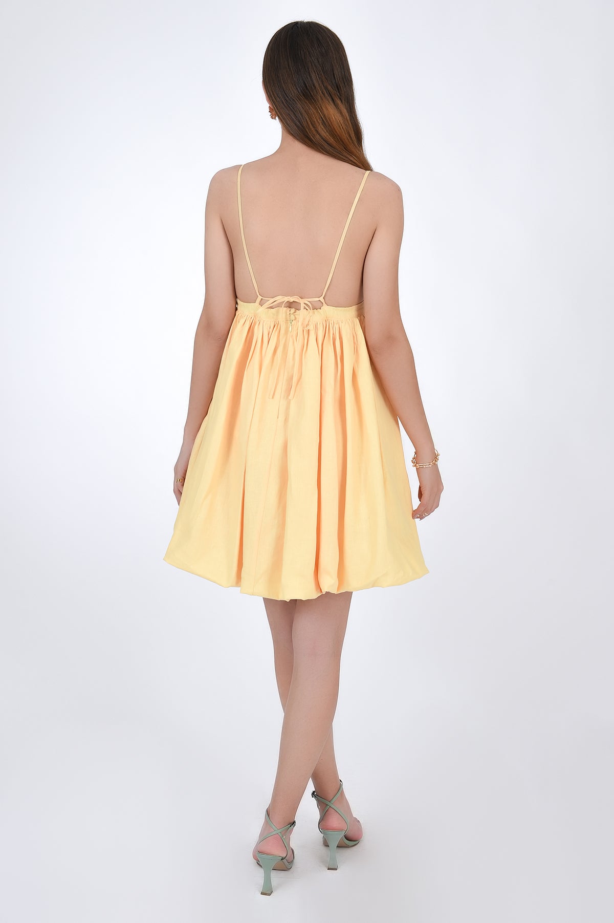 Back View of Rondal Mini Linen Dress.