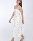 Rozie Linen Midi Strapless Dress, Side View.