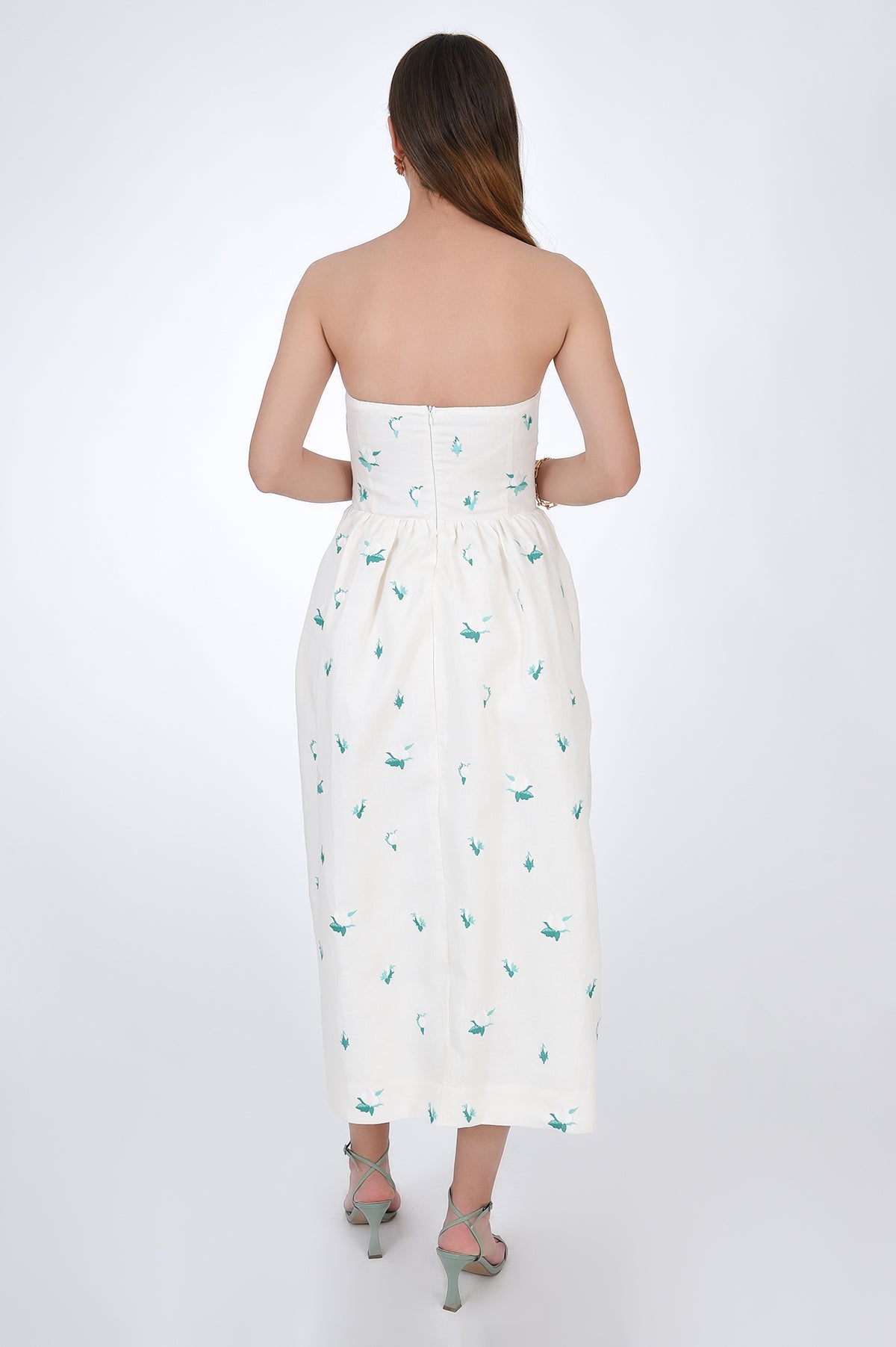 Rozie Linen Strapless Dress, Back View.