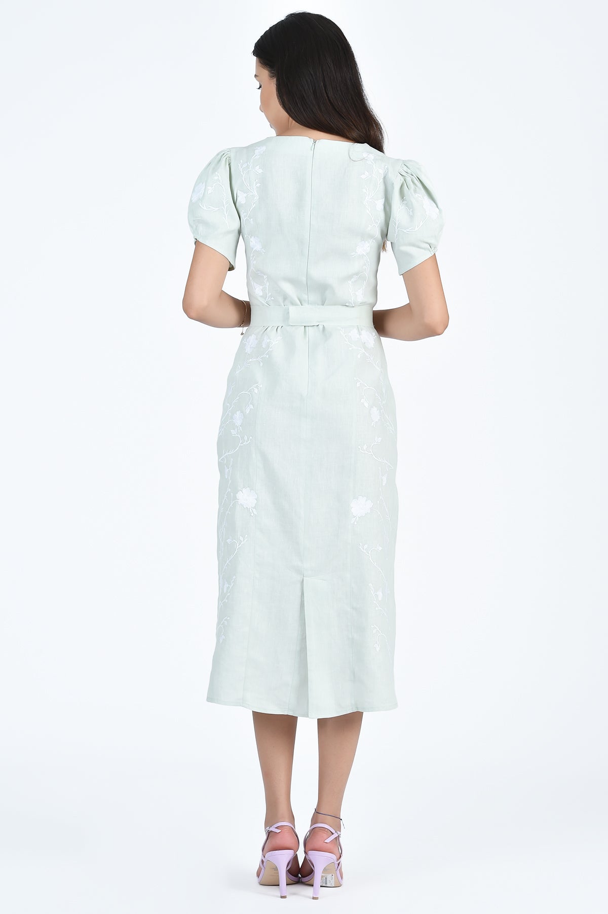 Quinn 100% Cotton Dress Back View with Removable Belt Shown