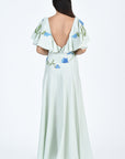 Fanm Mon Alexis Dress Open Back with Floral Embroidery in Mint (Wombman Collection)