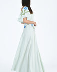 Fanm Mon Alexis Dress in Mint with Floral Embroidered Sleeve (Wombman Collection)