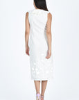 Back of Fanm Mon Belinda Dress in Ivory with White Floral Embroidery