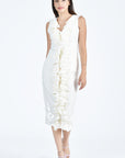 Belinda Ruffle Dress In Ivory with Tree of Life Embroidery Detail (Fanm Mon - Wombman Collection)