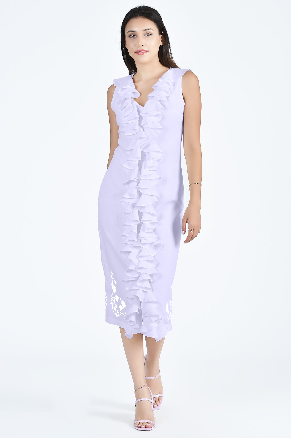 Belinda Sleeveless Ruffle Dress In Lilac By Fanm Mon (Wombman Collection)