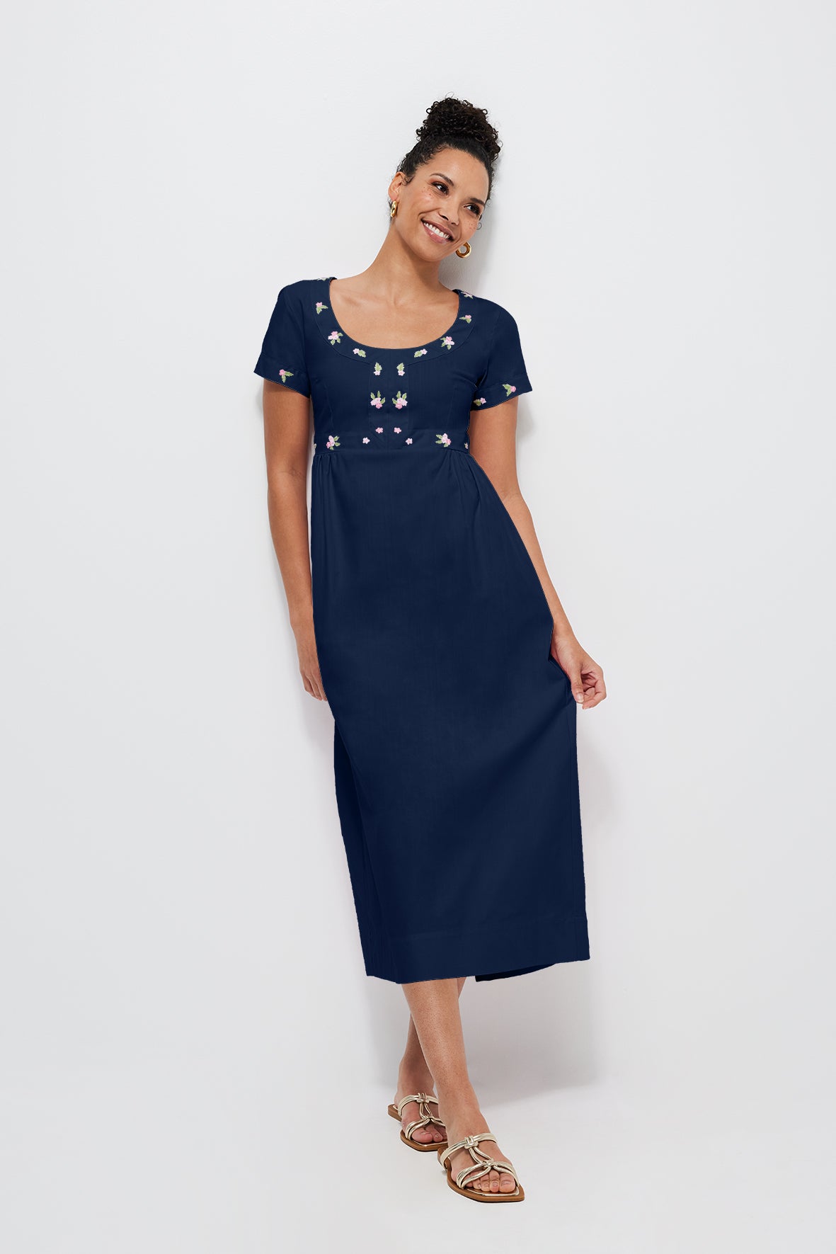 Fanm Mon Short Sleeve Belkis Dress in Indigo Blue