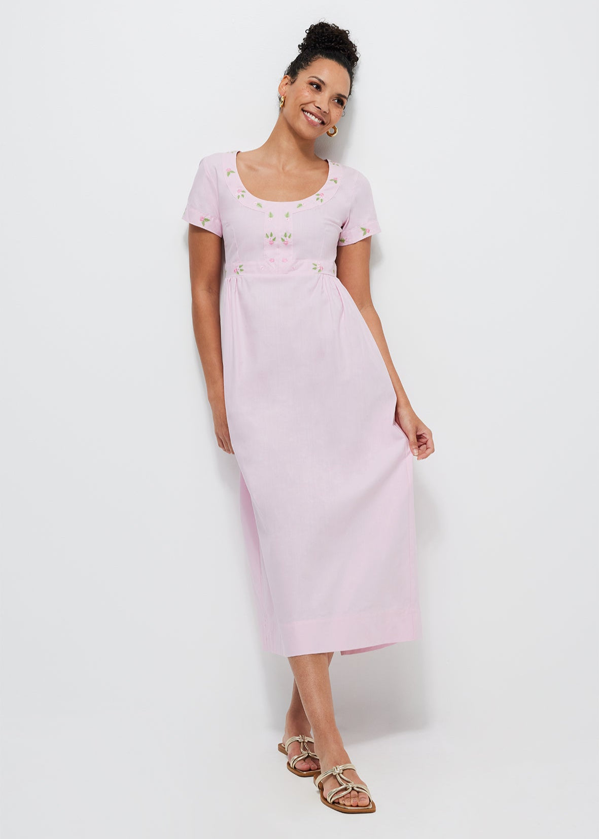 Fanm Mon Short Sleeve Belkis Dress in Light Pink