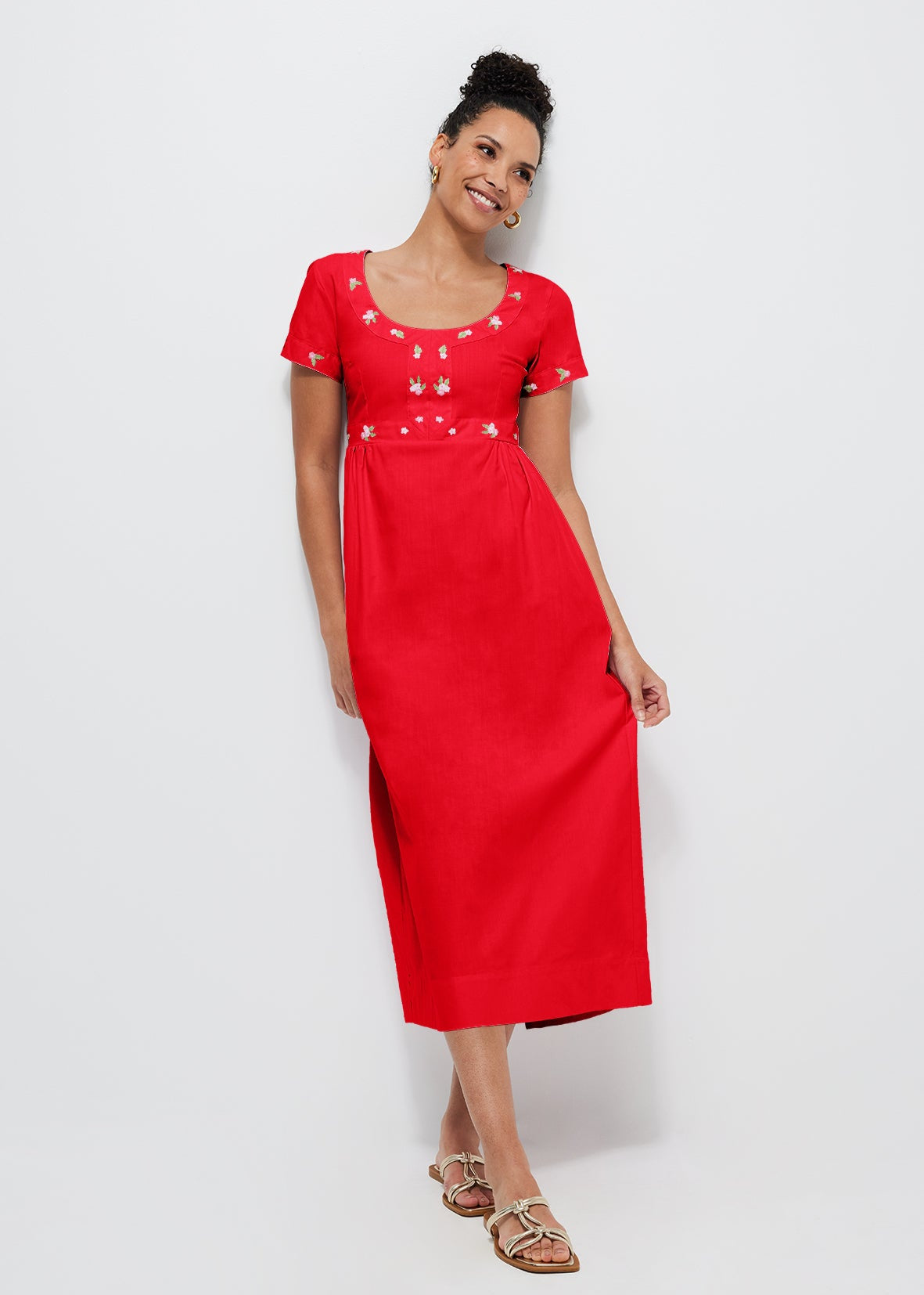 Fanm Mon Short Sleeve Belkis Dress in Red