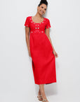 Fanm Mon Short Sleeve Belkis Dress in Red