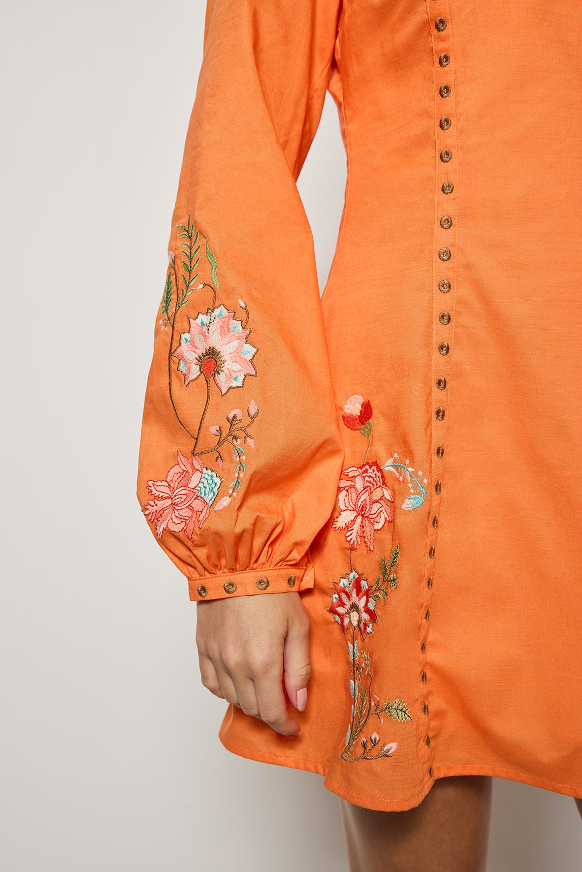 Embroidery detail on the Chorzele Mini Dress by Fanm Mon.