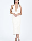 Karla Dress with Plunging Neckline in Ivory  (Fanm Mon Dress - Wombman Collection)  