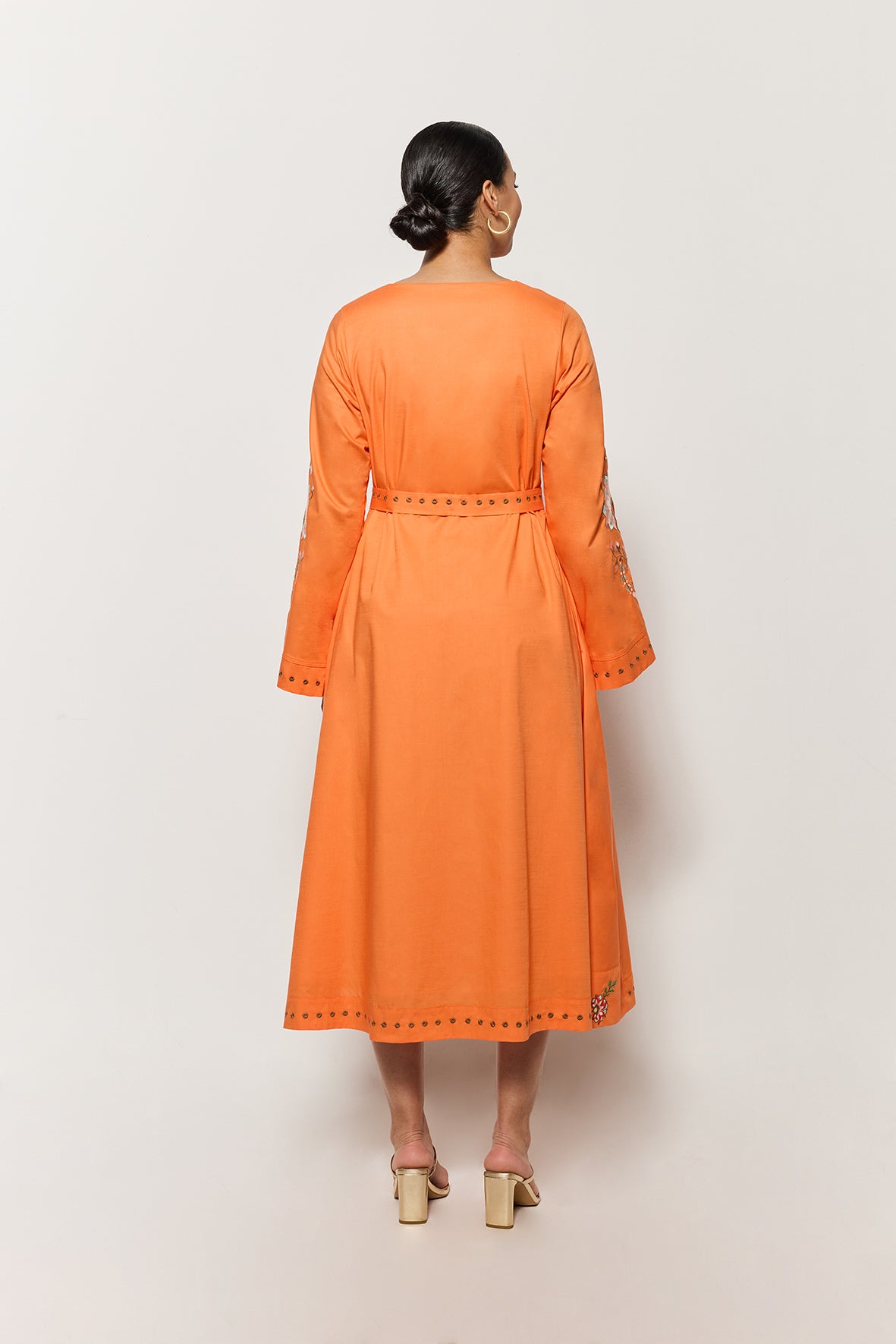 Back view of the Lagos Dress in Orange Cotton