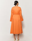 Back view of the Lagos Dress in Orange Cotton