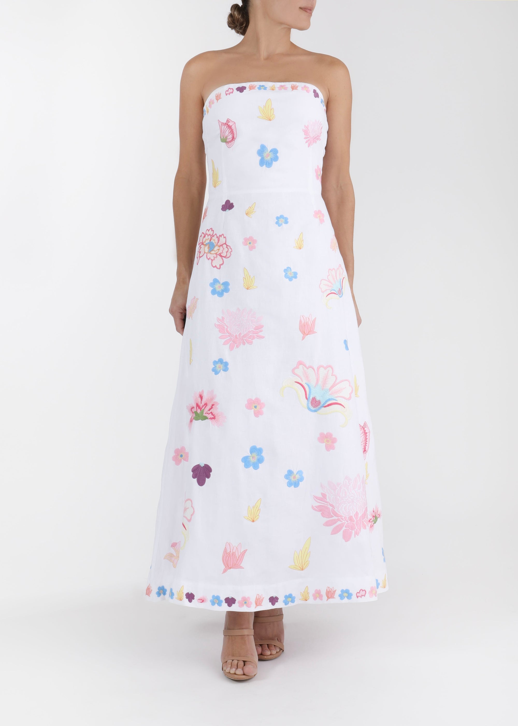 Fanm Mon and Over the Moon Maddie Strapless Floral Embroidered Dress