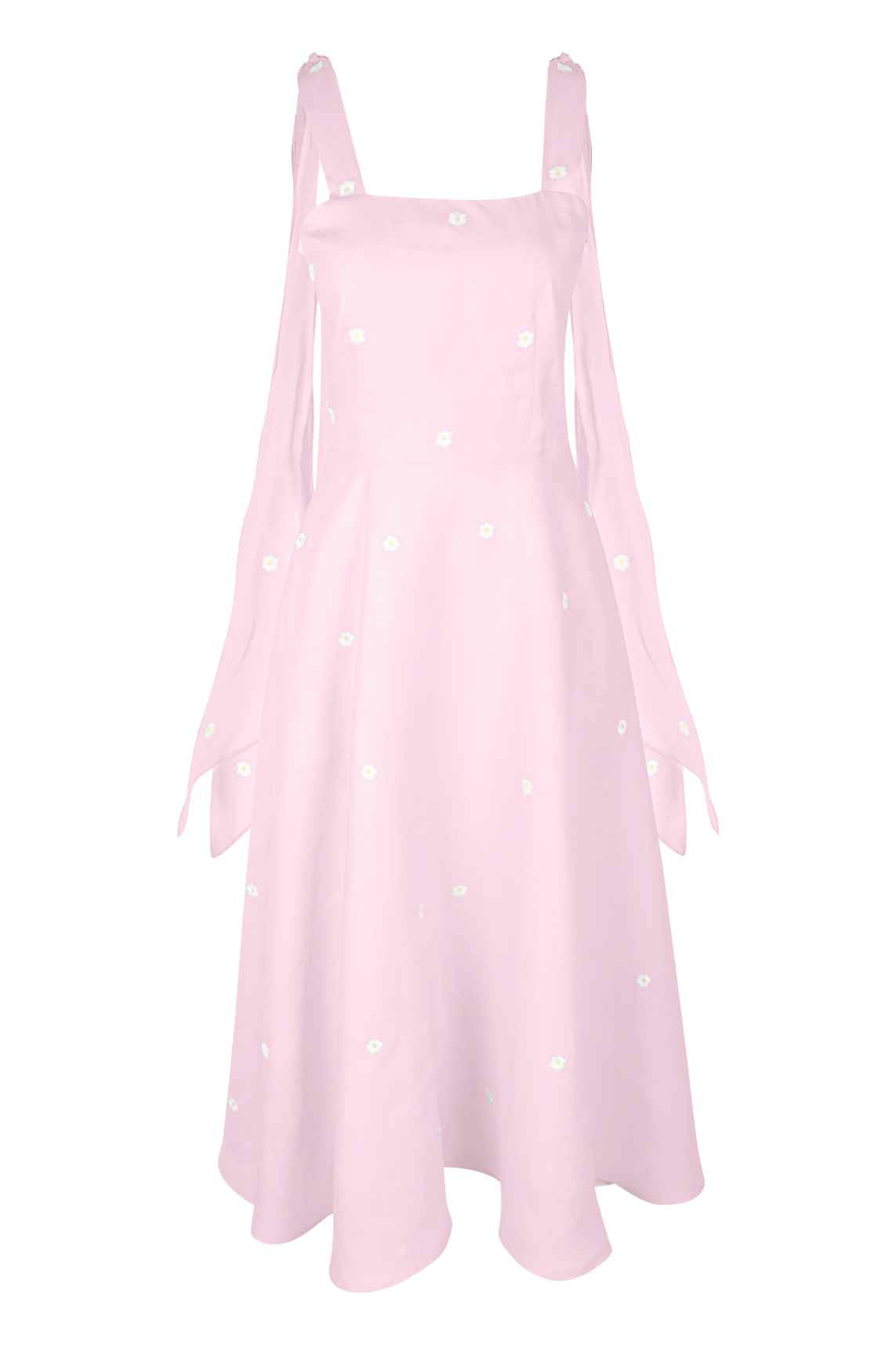 Fanm Mon x Over The Moon Shayna Dress In Light Pink with Floral Embroidery