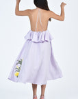 Fanm Mon Sherry Dress in Lilac Back Detail showcases Tie Back Closures 