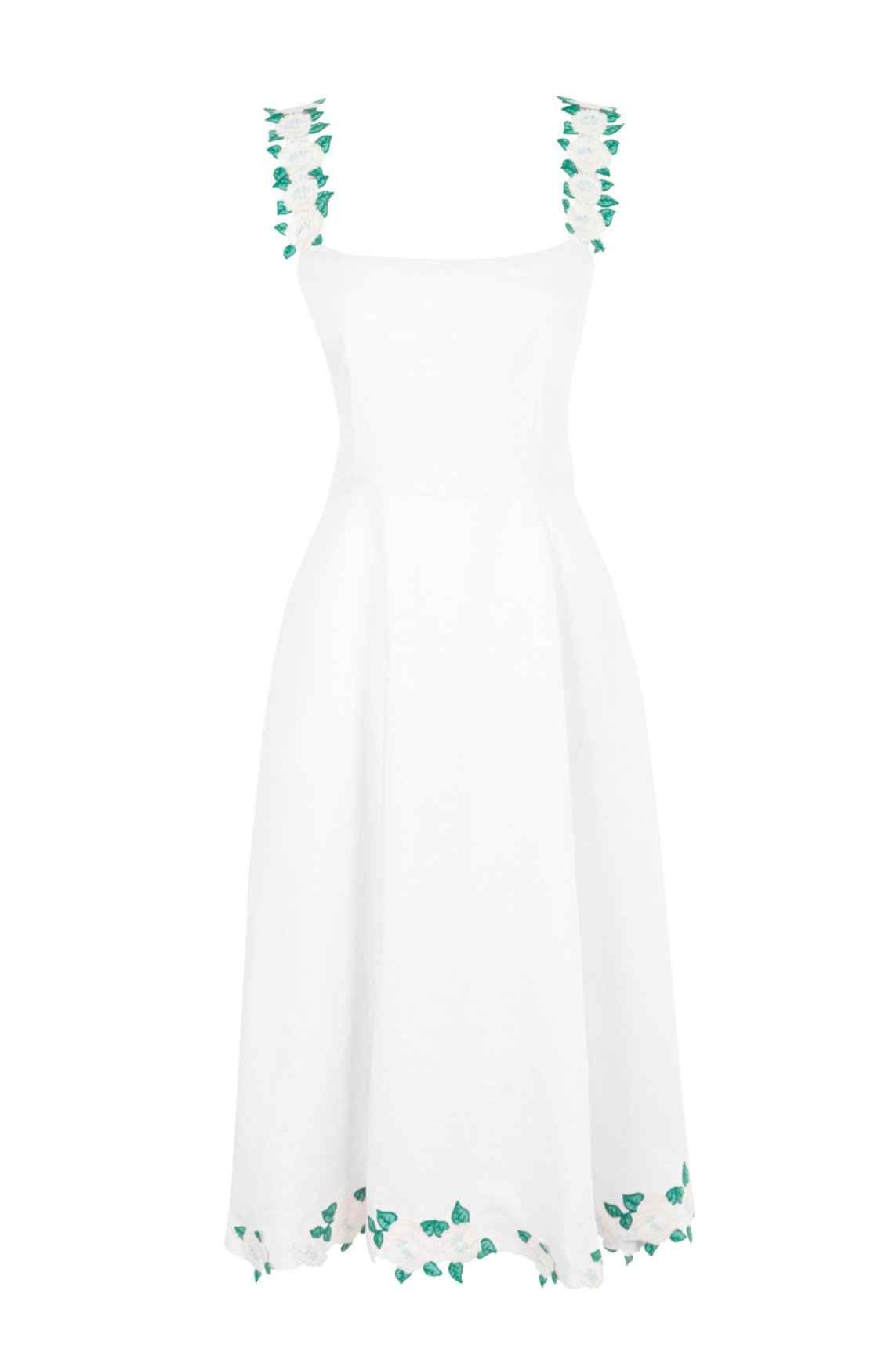 Fanm Mon x OTM Sasha White Dress with Floral Embroidery
