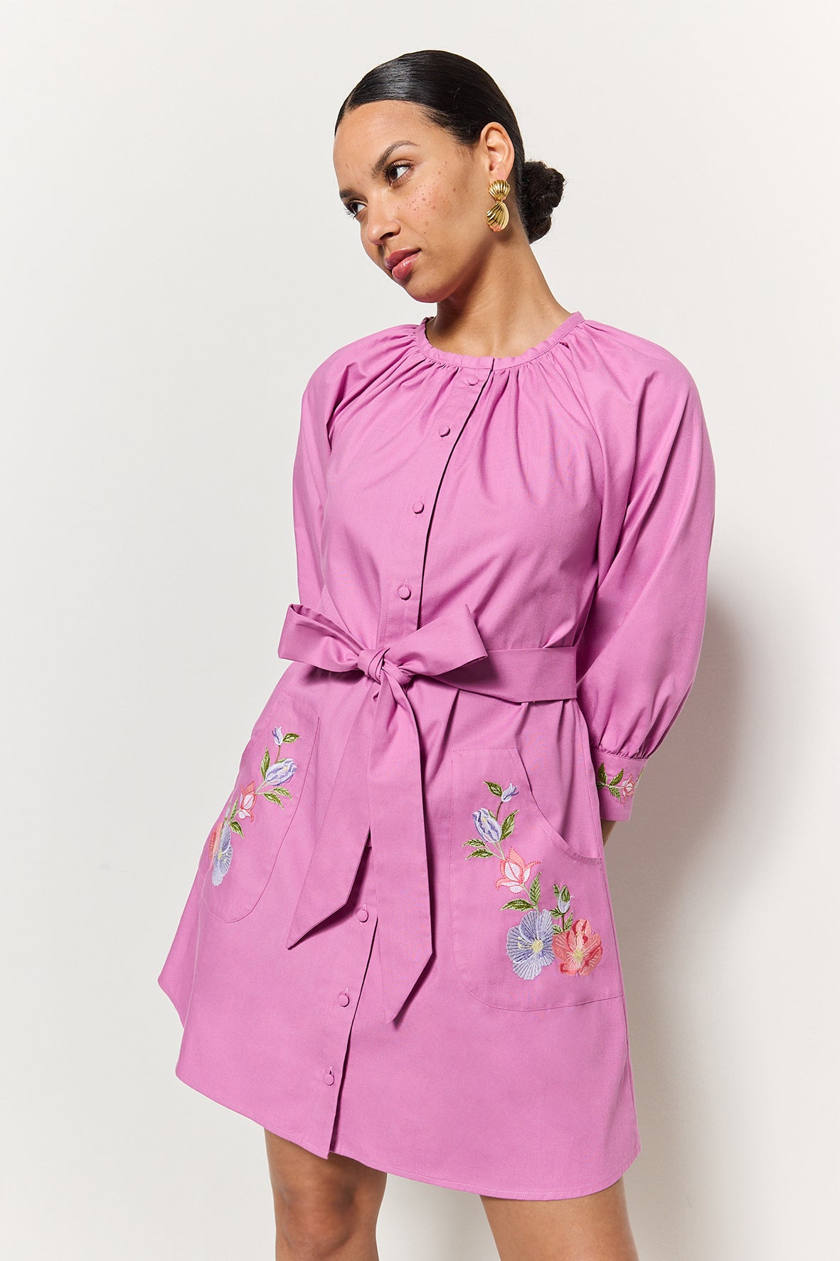 Fanm Mon Kety Button Front Dress in Deep Plum