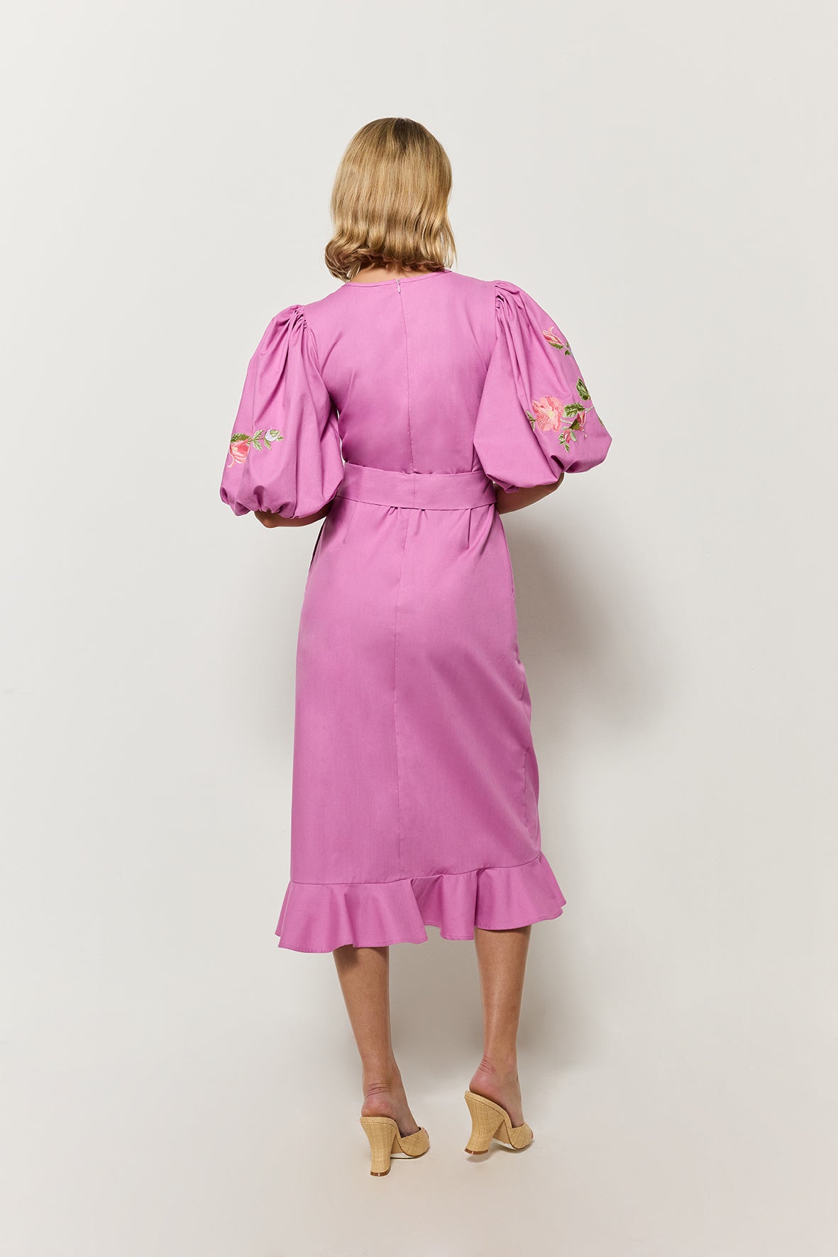 Back view of the Fanm Mon Kongo Dress with Flutter hemline