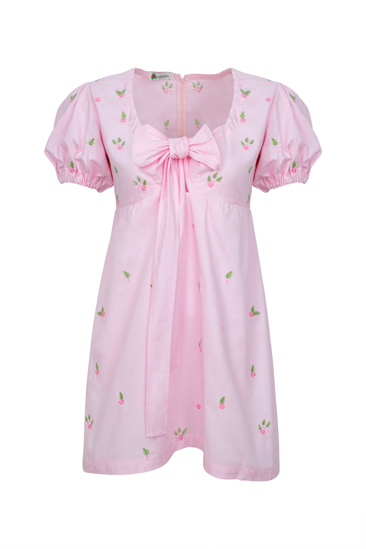 GRETA BOW FRONT DRESS IN LIGHT PINK