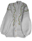 JASMIN PINK BLOOM Button Front Wool Cardigan
