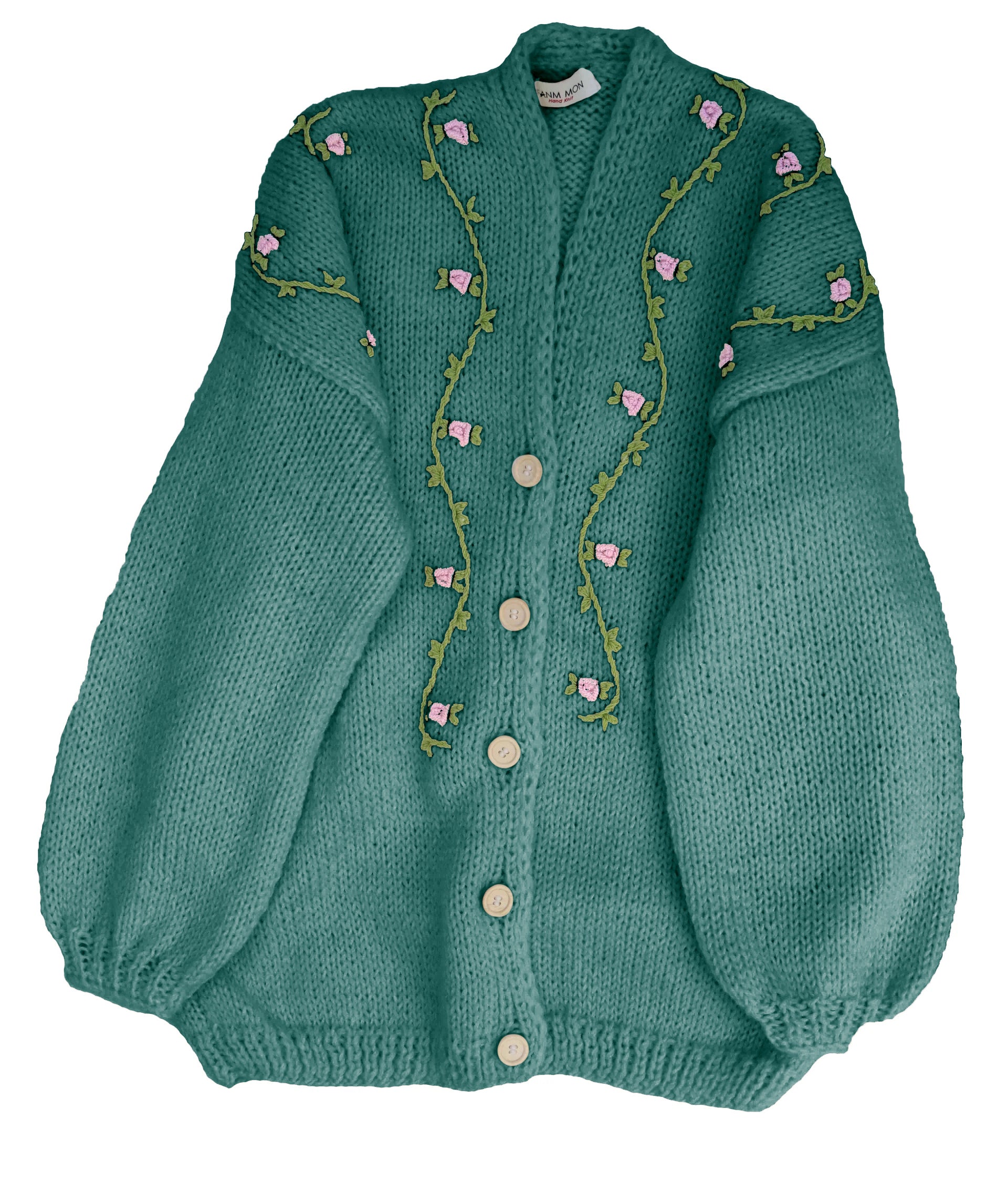 JASMIN PINK BLOOM Button Front Wool Cardigan – Fanm Mon