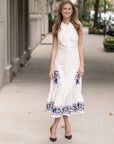 Janie Pierrepont in the Janie Dress in New York, part of the Fanm Mon and Janie Pierrepont Collab. 