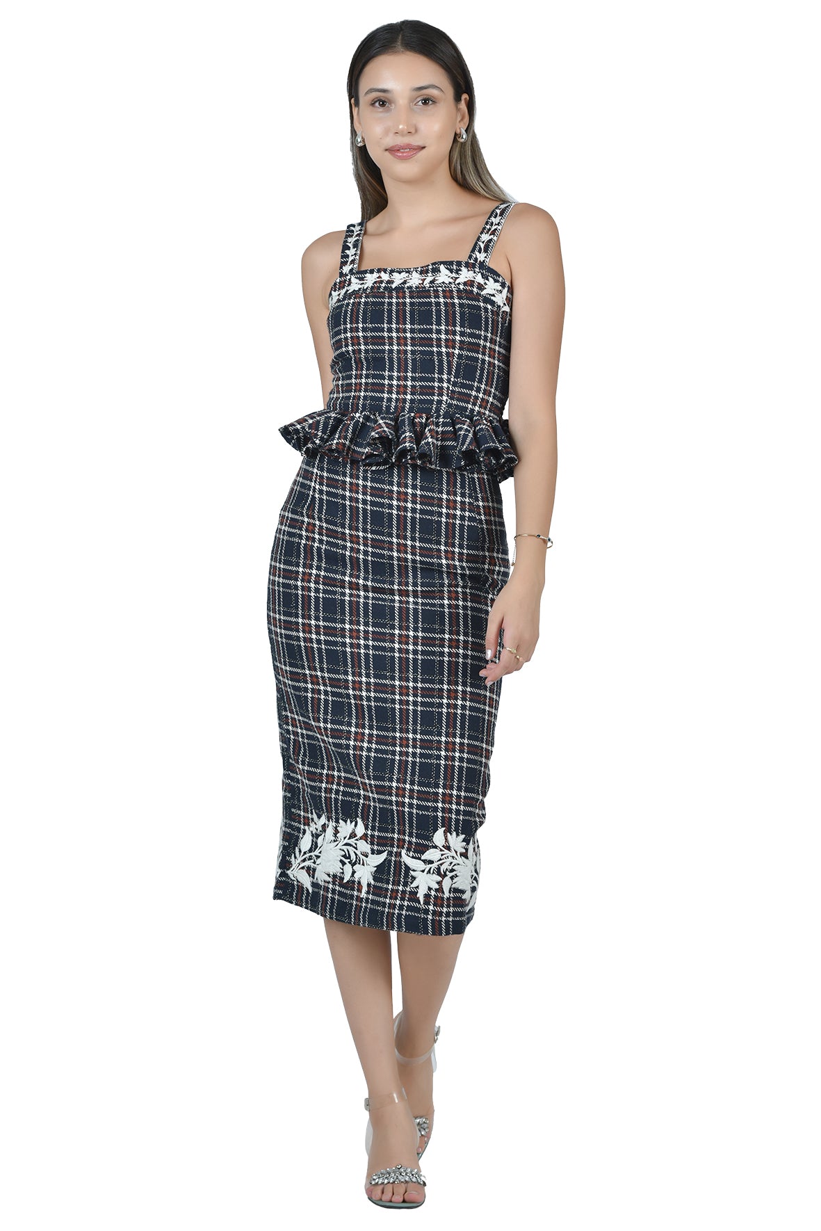 Fanm Mon Jill Tartan Tweed 2 Piece Skirt and Top Set