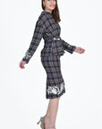 MAYA JACKET AND SKIRT SET IN TARTAN PLAID SIDE VIEW