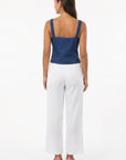 Back view of Fanm Mon May Top in deep blue with wide straps and fitted silhouette