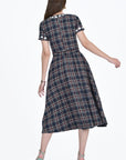 MIhriban short sleeve tartan dress back view