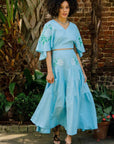Niloya 2 Piece Linen Skirt and Top Set. 