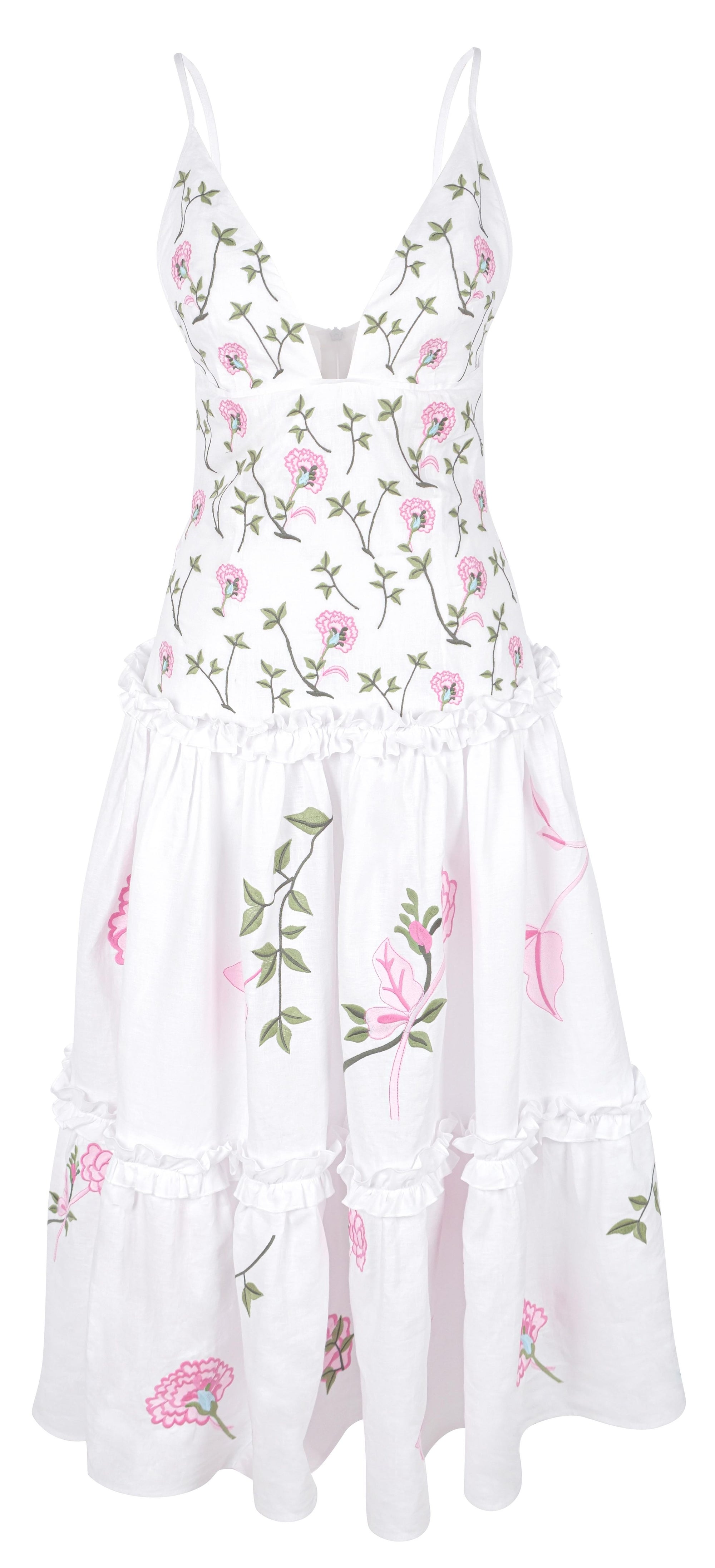 Fanm Mon x OTM Vaughan Pink Floral Midi Dress