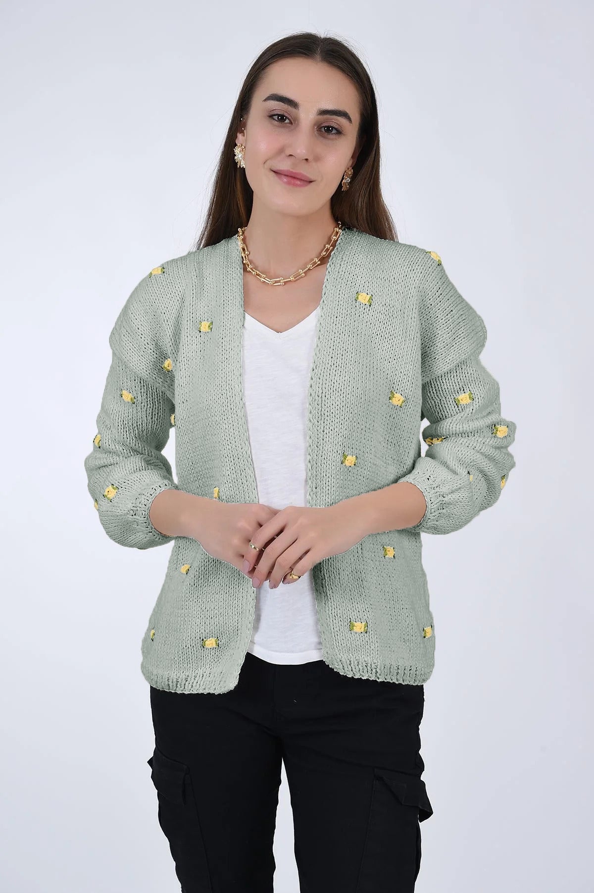 Yellow cotton sale cardigan women's