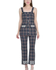 ZELIHA 2 PIECE PANT SET WITH BUTTON FRONT AND CROPPED TARTAN PLAID PANTS