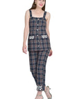 ZELIHA 2-PIECE PANT SET WITH BUTTON FRONT AND TARTAN PANTS