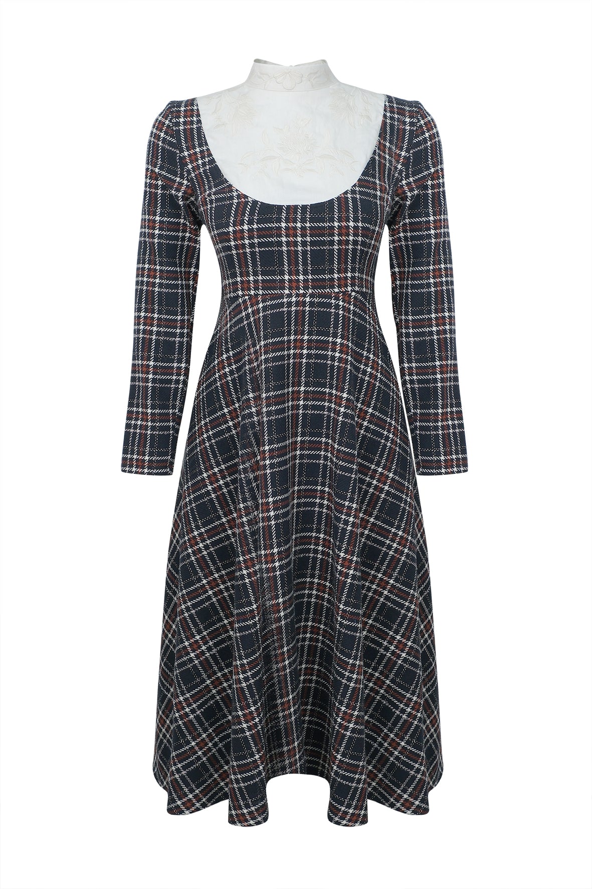 ZERAFET MIDI DRESS IN NAVY TARTAN ARRAY COLLECTION