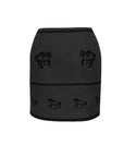 Fanm Mon Rell cotton mini skirt in black with tonal horse motifs and geometric embroidery