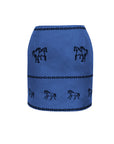 Fanm Mon Rell cotton mini skirt in deep blue with horse motifs and geometric embroidery