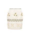 Fanm Mon Roya daisy embroidered mini skirt in cream with floral motifs and decorative embroidered bands