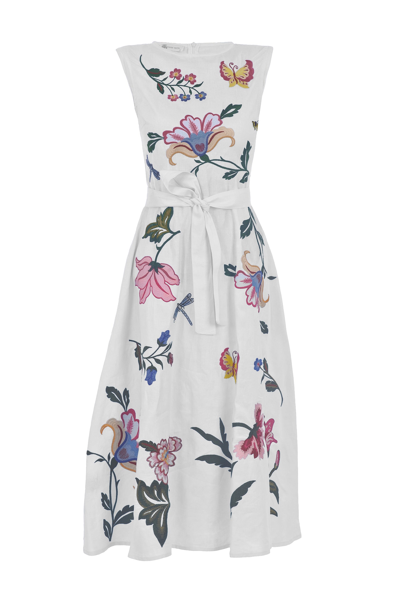 Monnalisa floral-embroidered detail dress - White