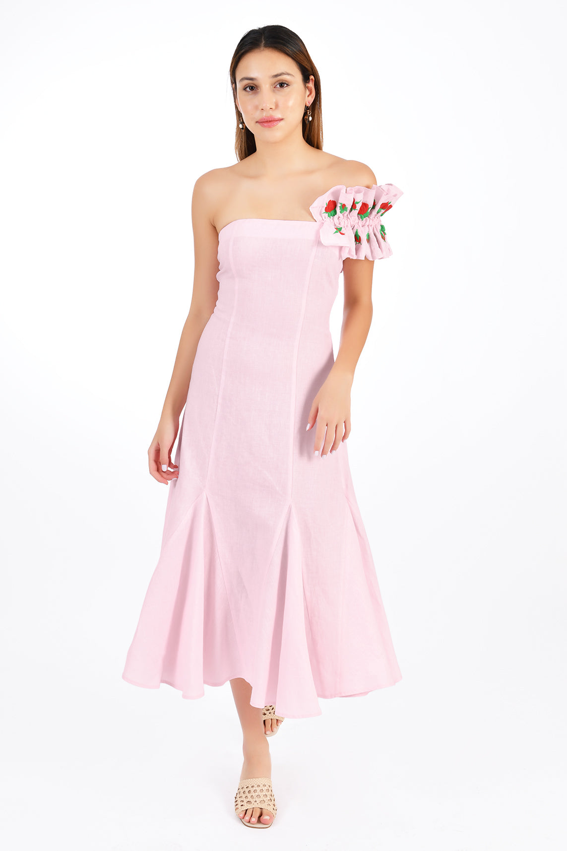 FANM MON | MINERA ONE SHOULDER LINEN DRESS
