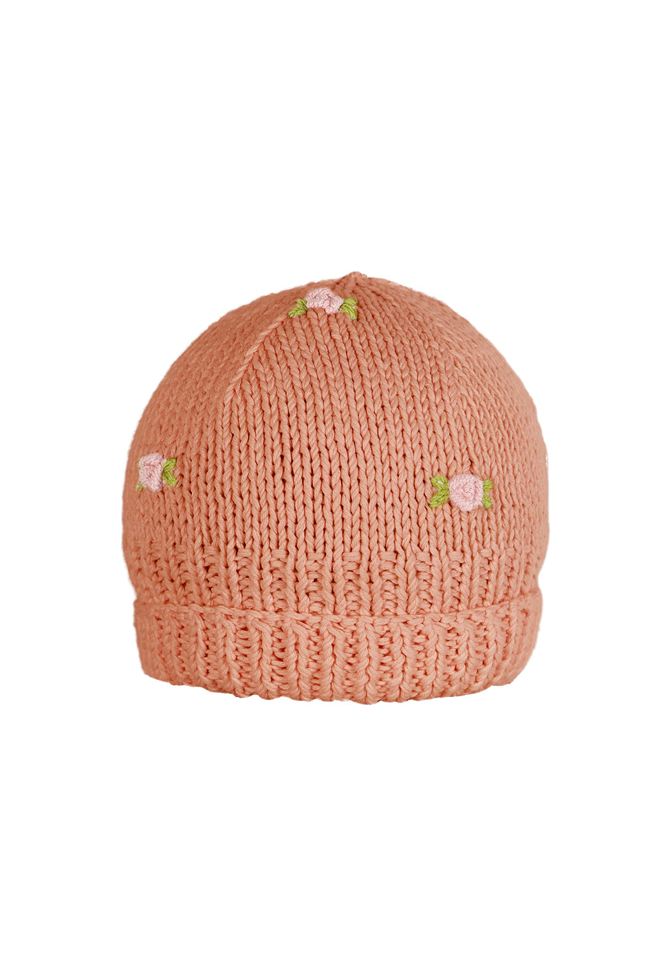 FETICO】HAND-KNITTED ROSE BEANIE Hand-embroidered Beanie Hat With