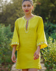 Fanm Mon Kubra Dress in Mustard Lime