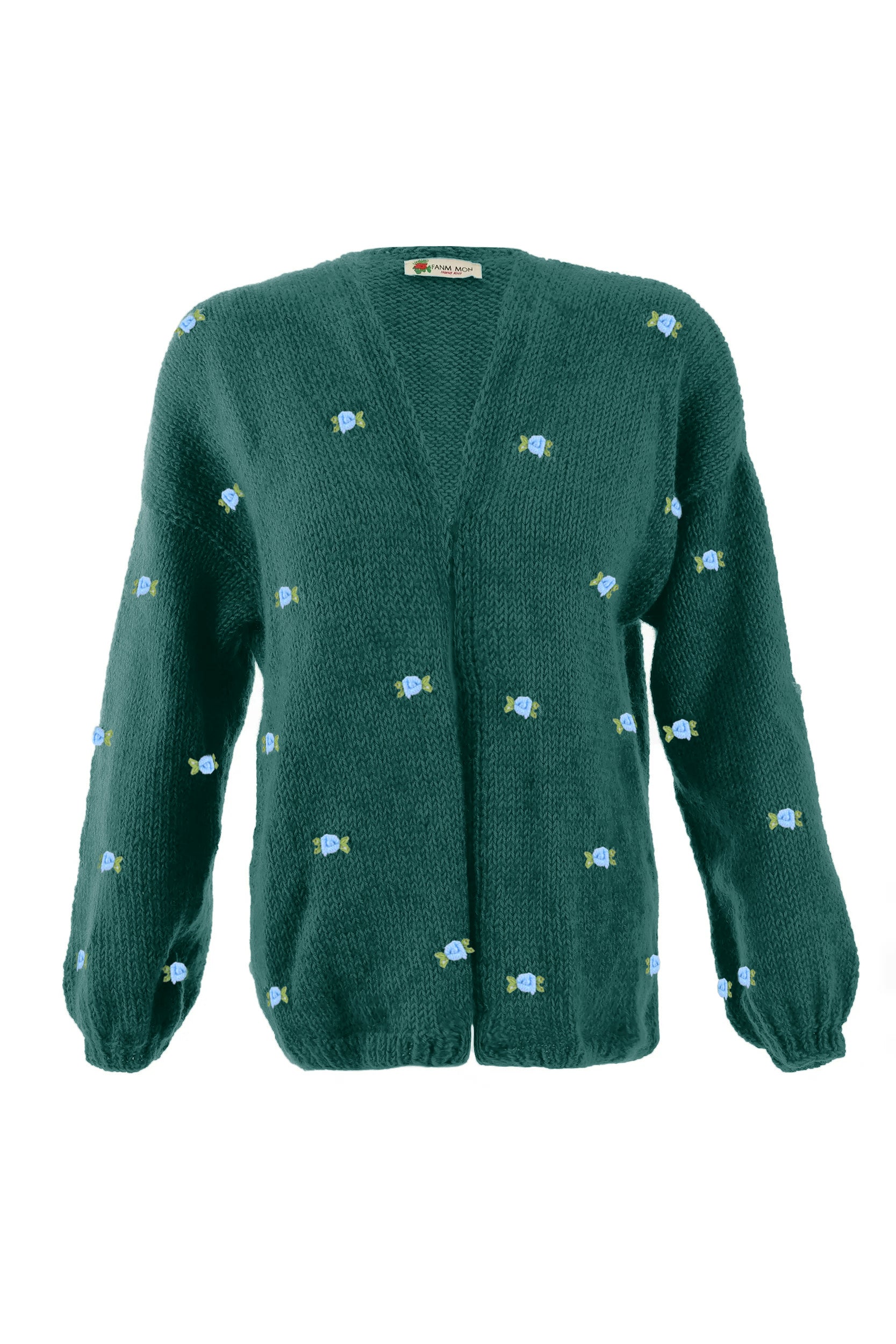 WINTER BLOOM BLUE ROSE Wool Cardigan