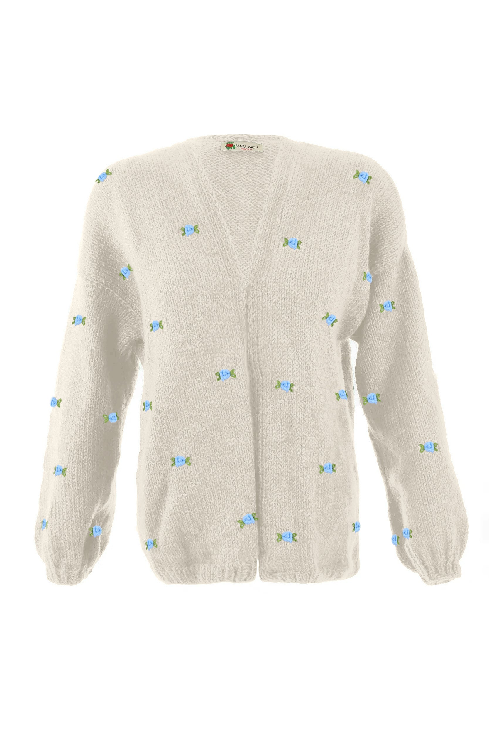 WINTER BLOOM BLUE ROSE Wool Cardigan