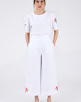Front View of the Maya Pant Set in White By Fanm Mon