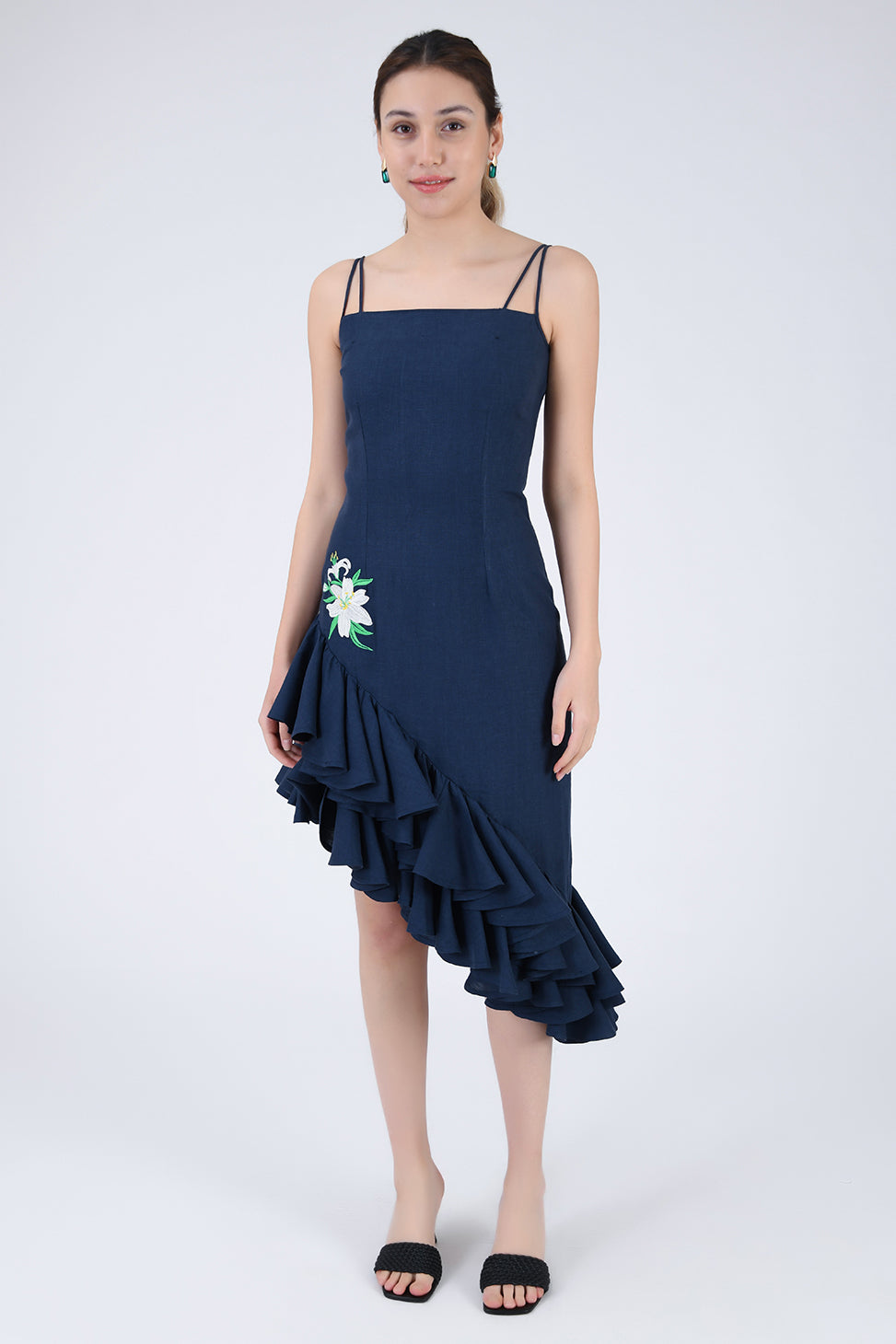 FANM MON FREDA LINEN DRESS XL / Indigo Blue